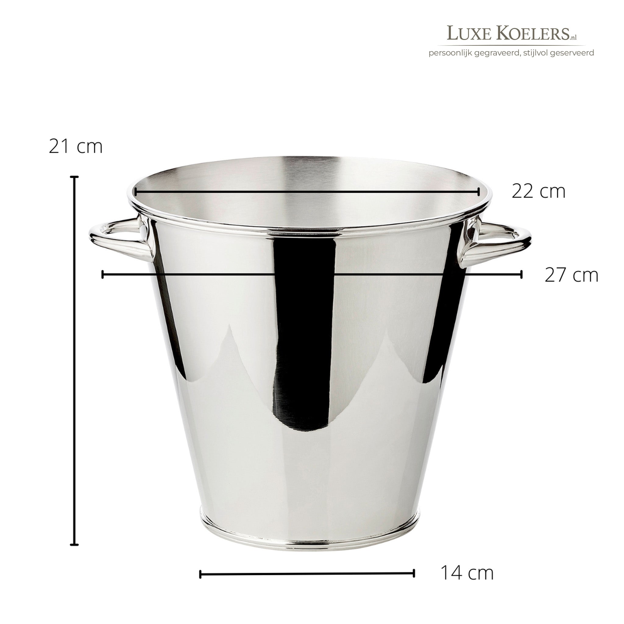 koeler verzilverd calo met afmetingen