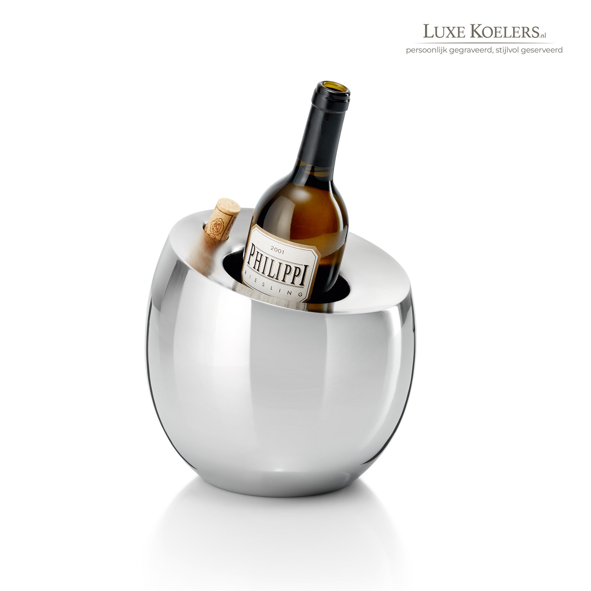 Koeler tegen witte achtergrond met ruimte voor kurk in de rand