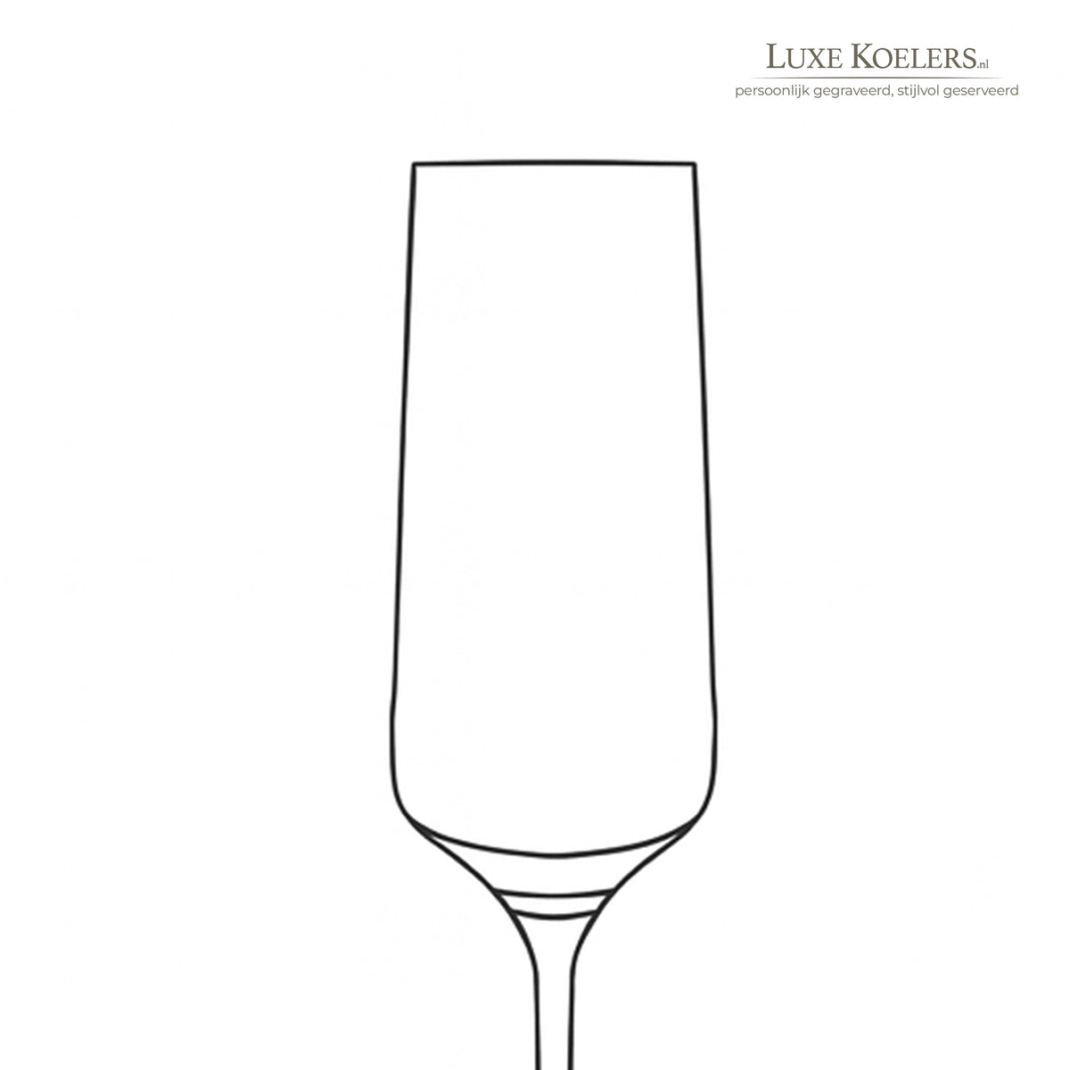 Lijntekening van een hoog champagneglas