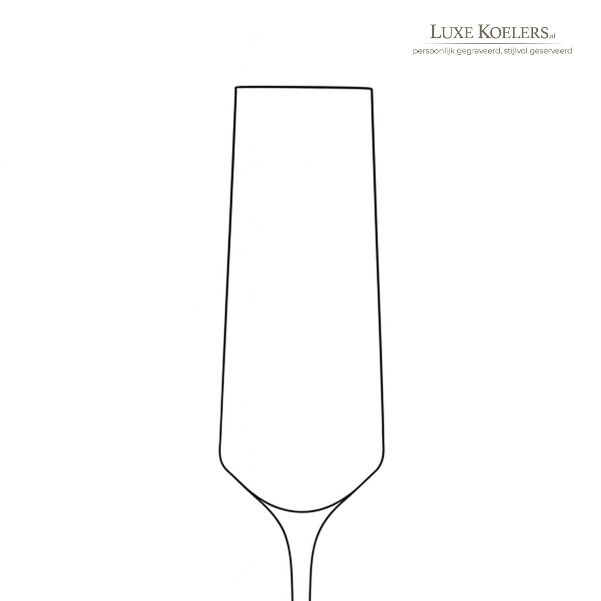 Lijntekening van een slank champagneglas