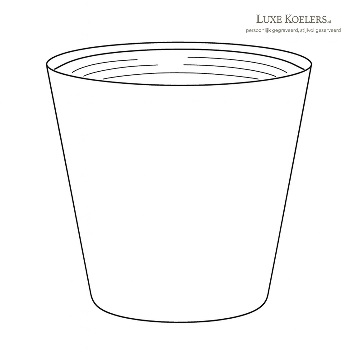 Lijntekening van een taps toelopende wijnkoeler