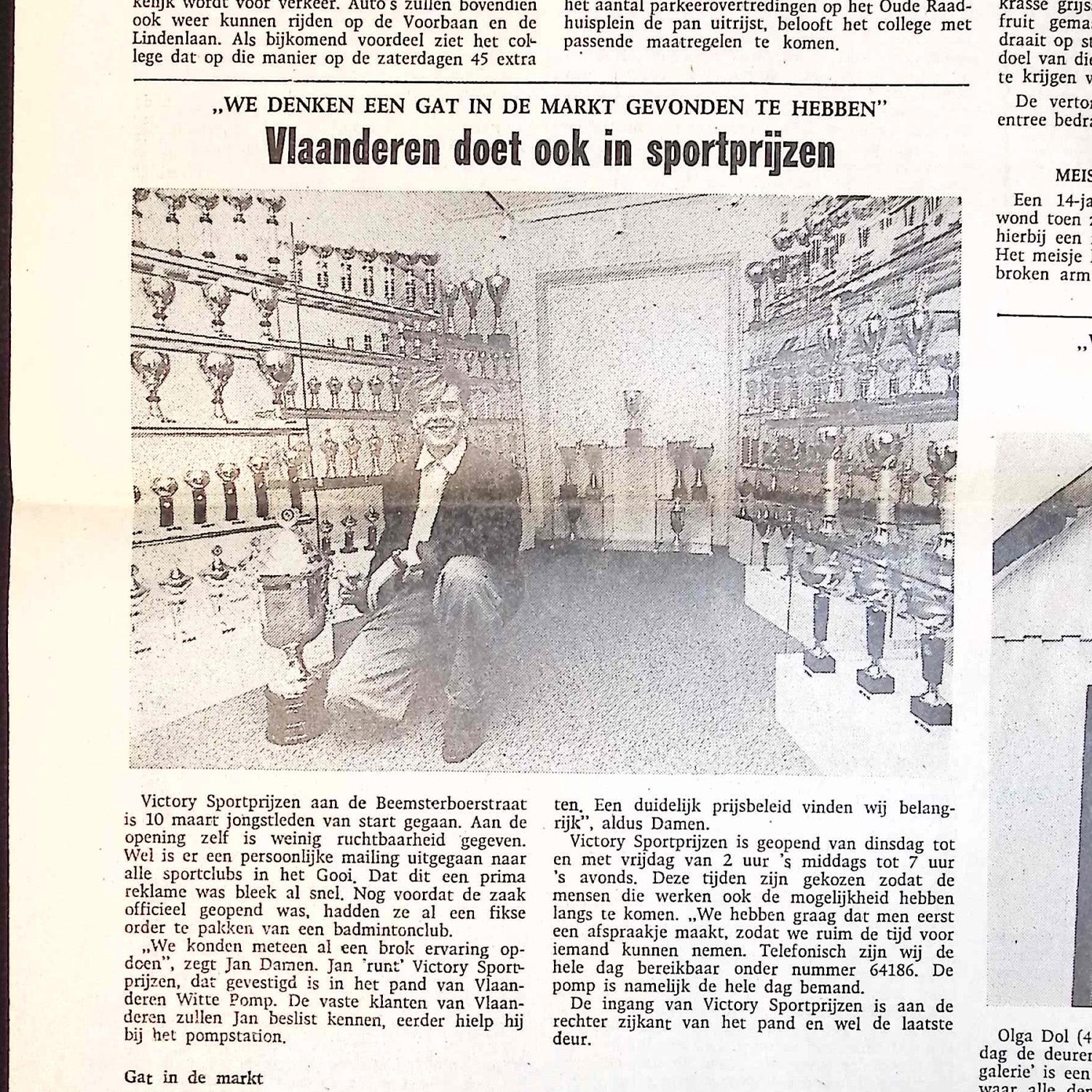 Artikel oprichting waar het mee begonnen is. Sportprijzen en van daaruit graveren.
