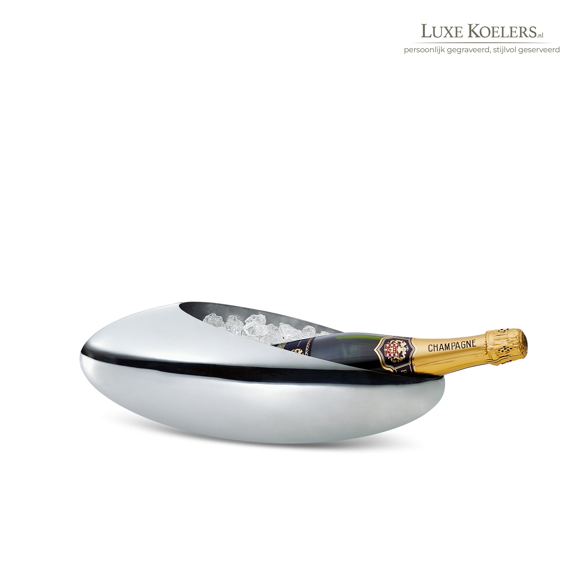 koeler met ijs en champagne