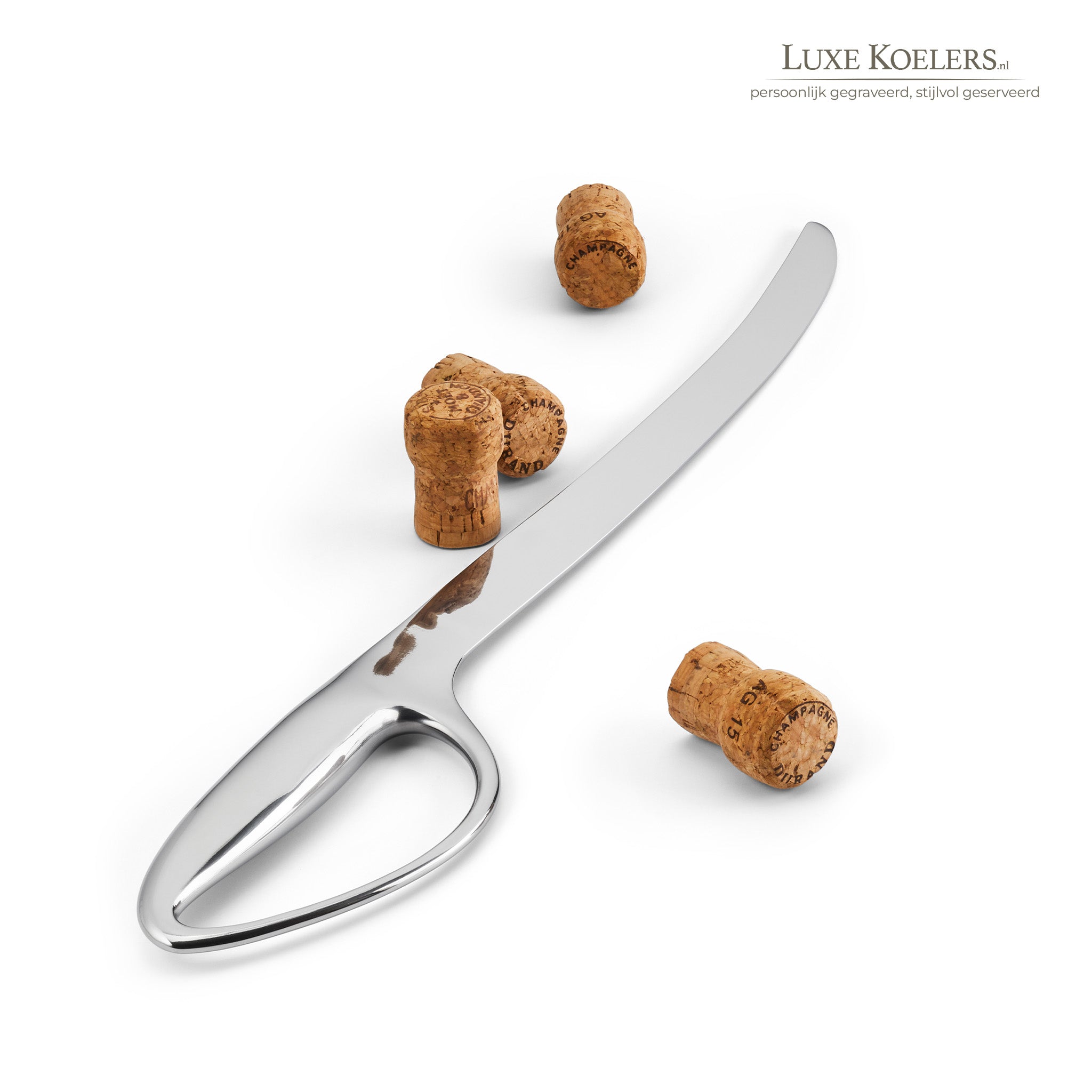 sabreermes met meerdere kurken. witte achtergond