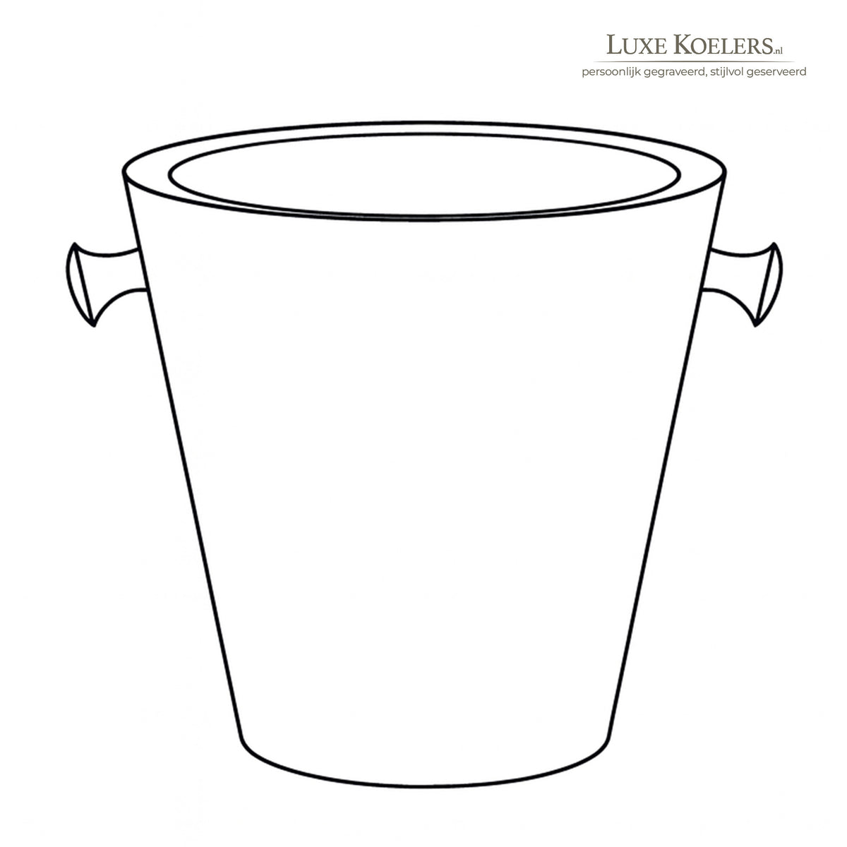 Lijntekening van een champagnekoeler met handgrepen