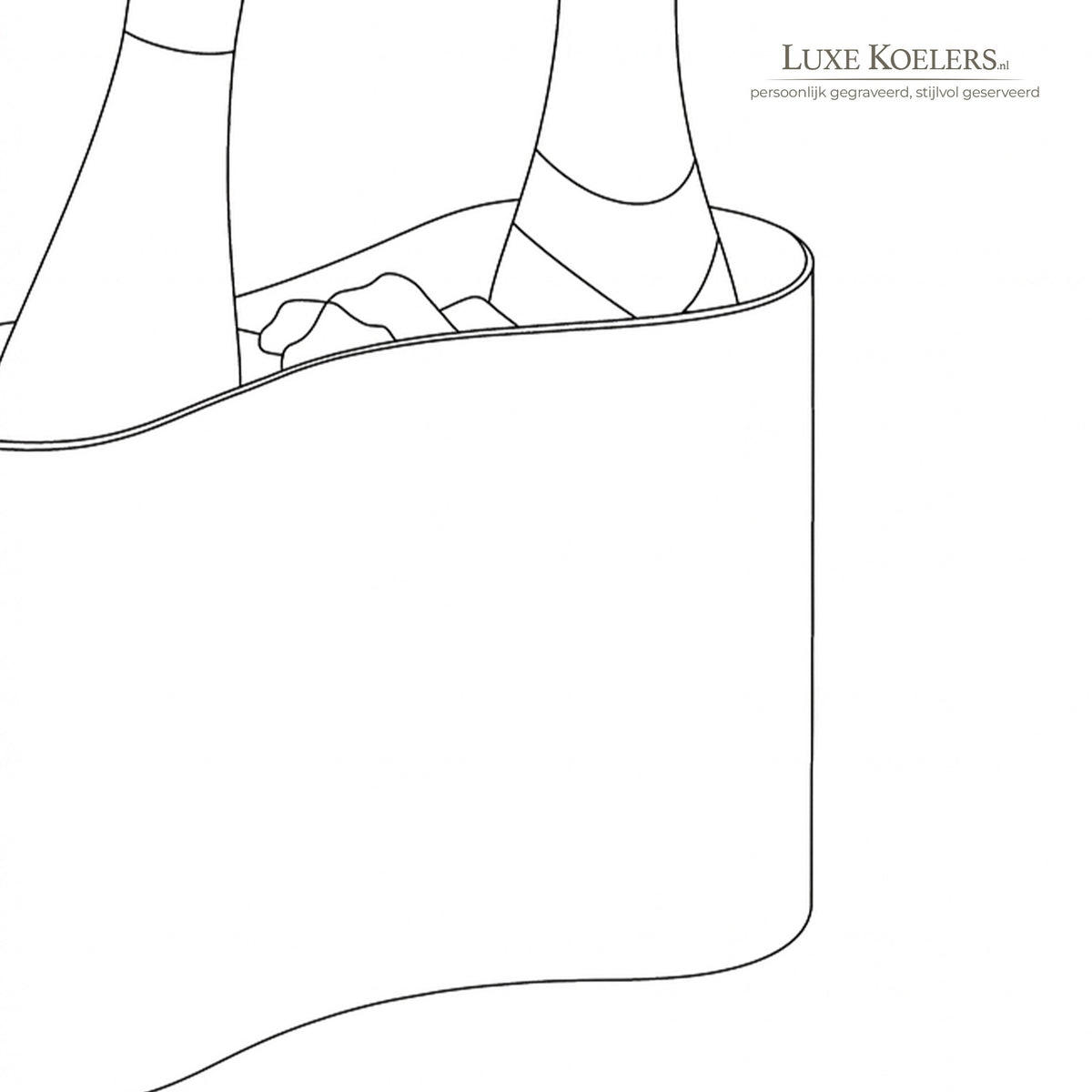 Lijntekening van een fles in een bolvormige koeler
